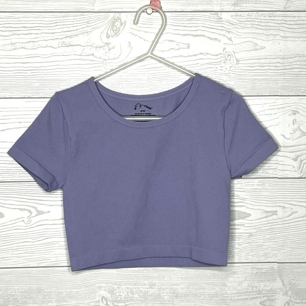 Art Class light purple ribbed short sleeve crop top NWT girls size Medium (8)